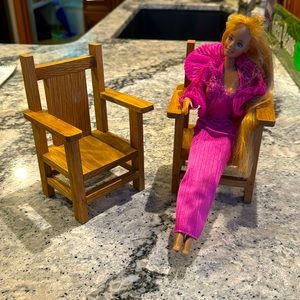 solid oak chairs.  Handcrafted, suitable for Barbie